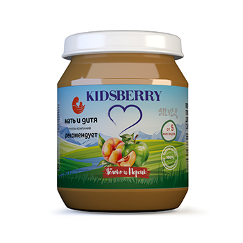 

Пюре Kidsberry яблоко, персик с 5 месяцев 100 г