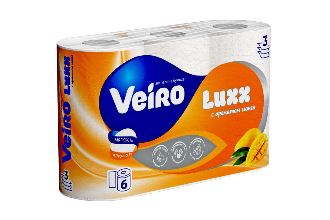 

Бумага туалетная Veiro Luxoria Aroma Свежесть манго 3-слойная 6 рулонов