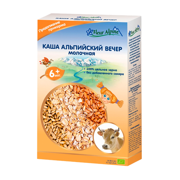 Каша Fleur Alpine Organic Альпийский вечер молочная для детей 200 г