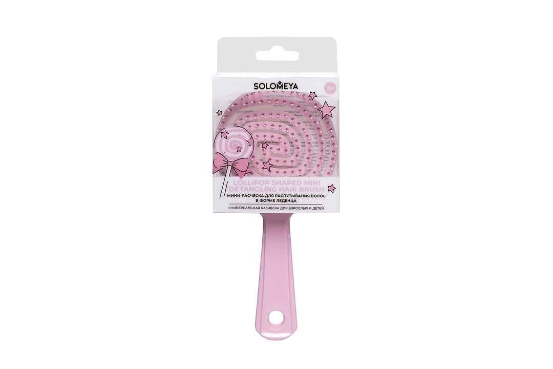

Универсальная расческа Solomeya Lollipop Shaped Mini Detangling Hair Brush Pink для распутывания волос в мини-формате