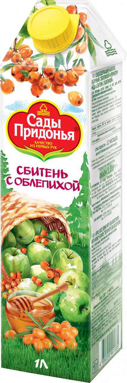 

Напиток сокосодержащий Сады Придонья Сбитень яблочный с облепихой и медом 1 л