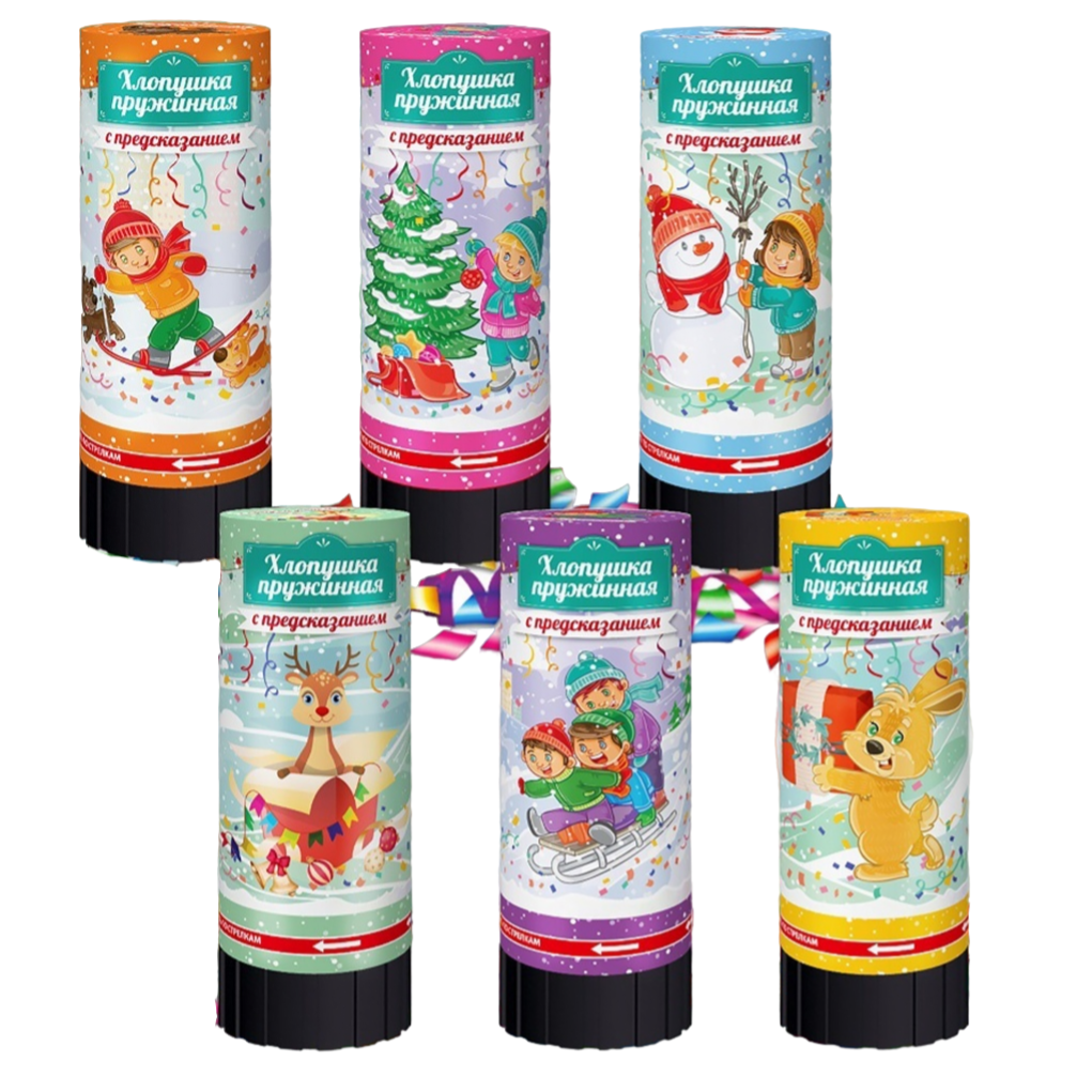 

Хлопушка пружинная Аспект туба 11 см дизайн в ассортименте