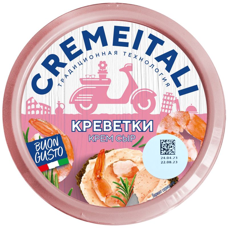 

Сыр Cremeitali творожный с креветкой 60% 140 г