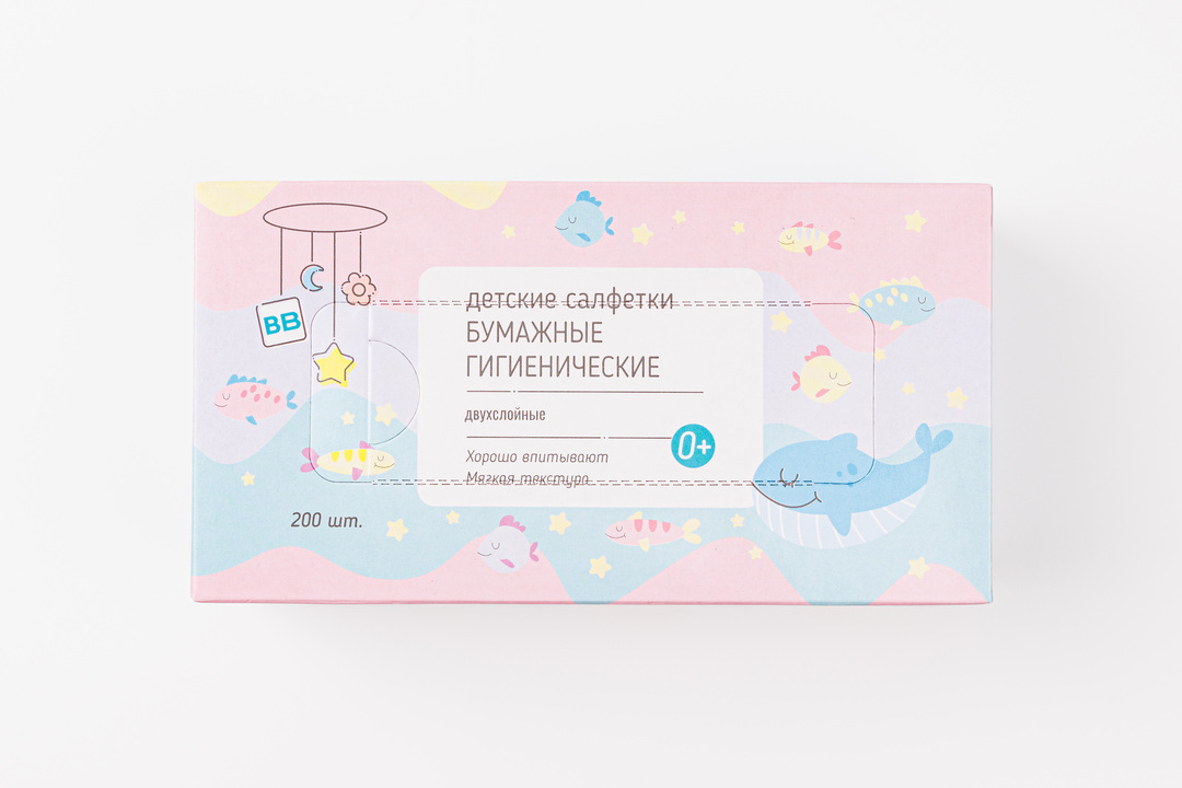 

Салфетки бумажные гигиенические детские 200 шт