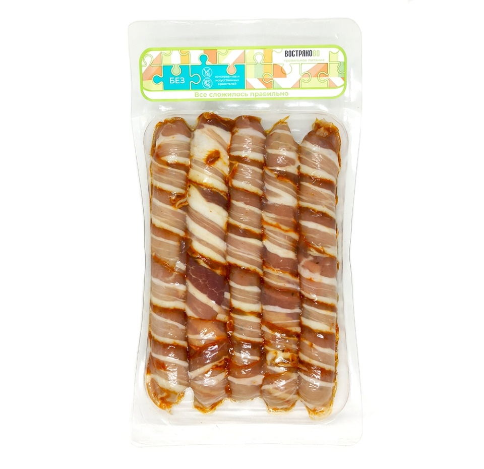 

Колбаски Востряково "Для жарки" в беконе с сыром 350г, Россия