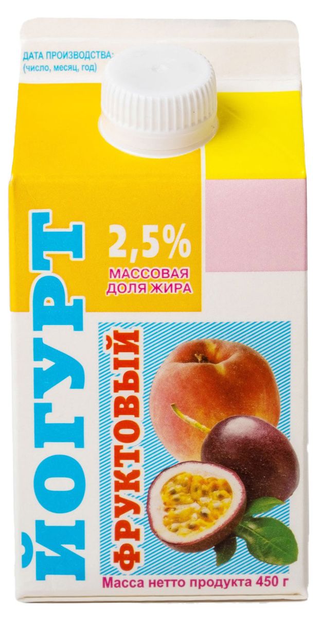 

Йогурт питьевой Ирмень персик маракуйя 2,5% 450 г