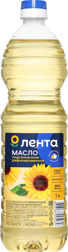 

Масло подсолнечное ЛЕНТА рафинированное дезодорированное высший сорт 1000 мл