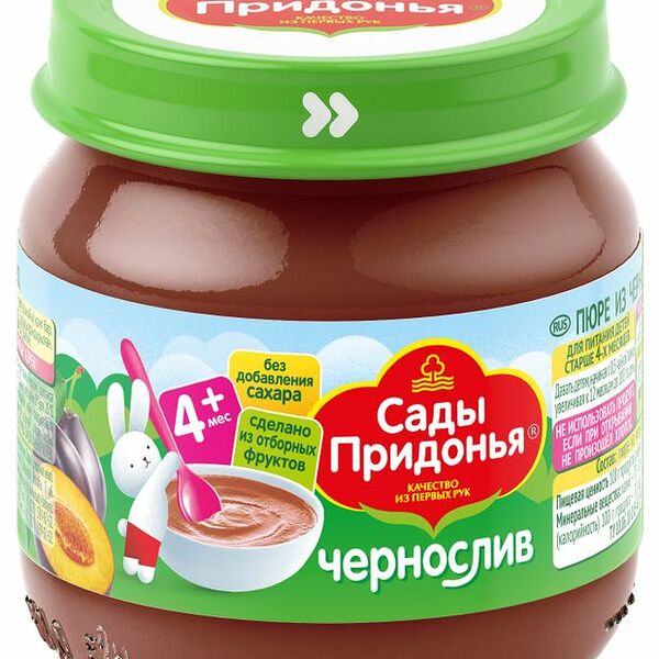 Пюре фруктовое Сады Придонья чернослив, с 4 месяцев, 80 г
