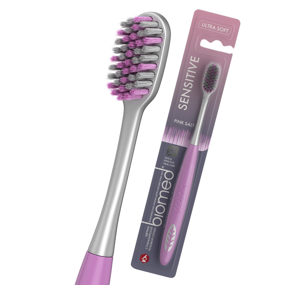 

Зубная щетка Biomed Pink Salt для бережной чистки чувствительных зубов и десен мягкая 1 шт цвет в ассортименте