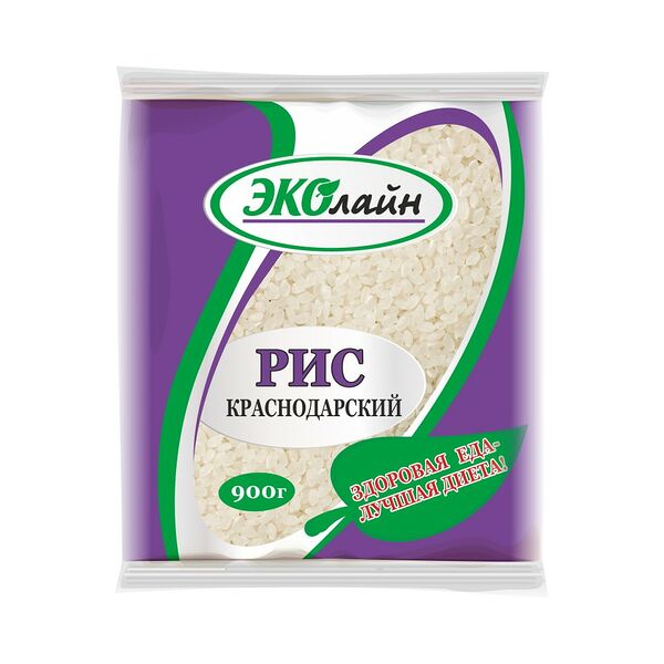 Крупа рис Эколайн Краснодарский круглый 0.9кг
