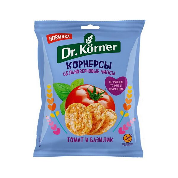 Чипсы цельнозерновые кукурузно-рисовые с томатом и базиликом т.м. 