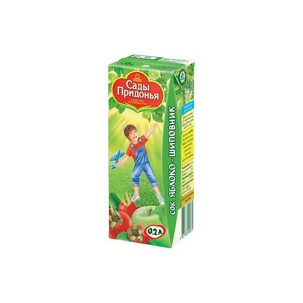 Сок ябл-шиповн - Яблочный,Шипоыник вост., осв. вес 0.2 пакет 0,2л ДП с 6 мес. Сады Придонья
