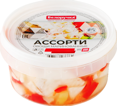 

Овощи маринованные Белоручка Ассорти 500 г