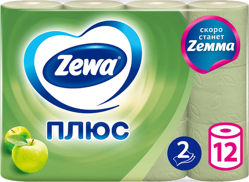 

Туалетная бумага Zewa Плюс Яблоко 2 слоя 12 шт.