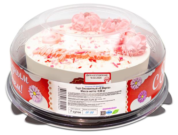 

Торт Фили-Бейкер 8 марта бисквитный 660 г