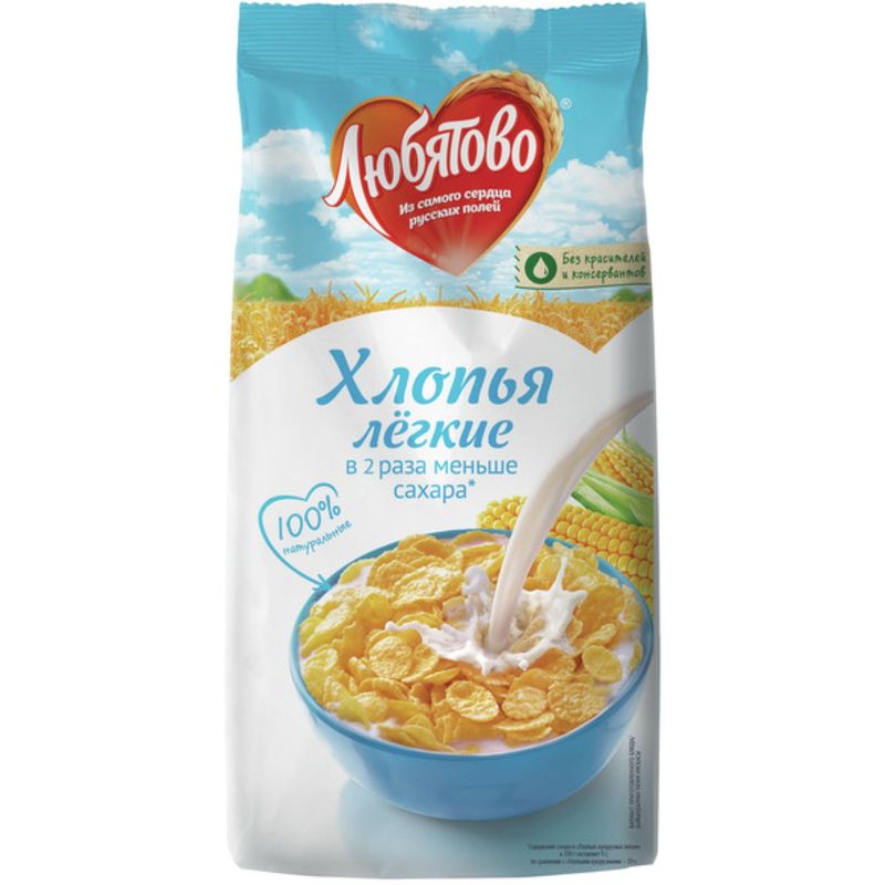 

Хлопья кукурузные Любятово Легкие 270 г