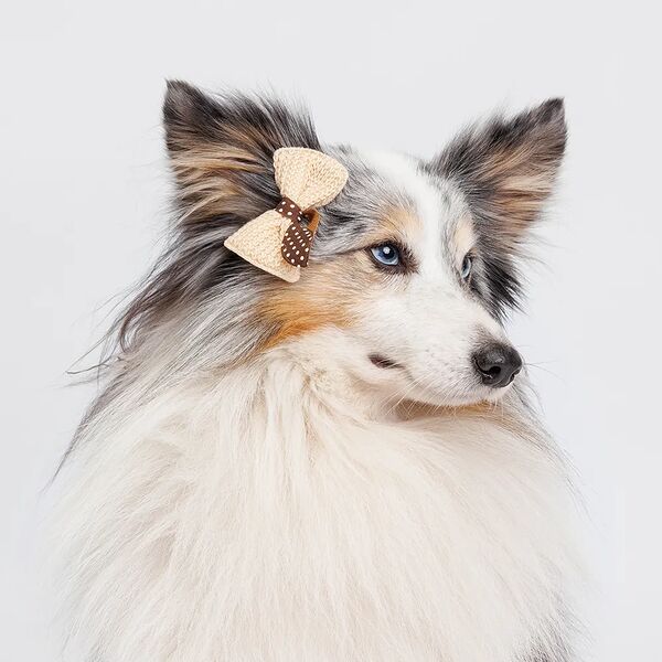 Заколка ушки Зайки коричневая в горох