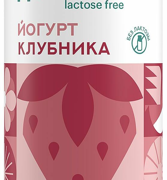 Йогурт питьевой Северная Долина Клубника безлактозный 2,2% без змж 260 г