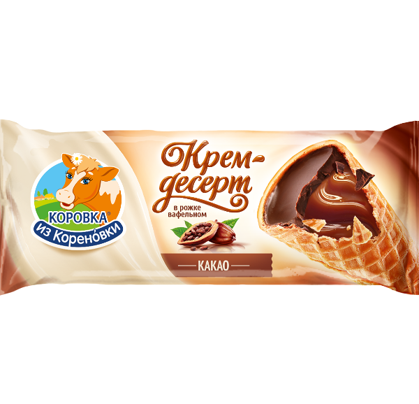 Крем-десерт Коровка из Кореновки Рожок вафельный какао 25% 40 г