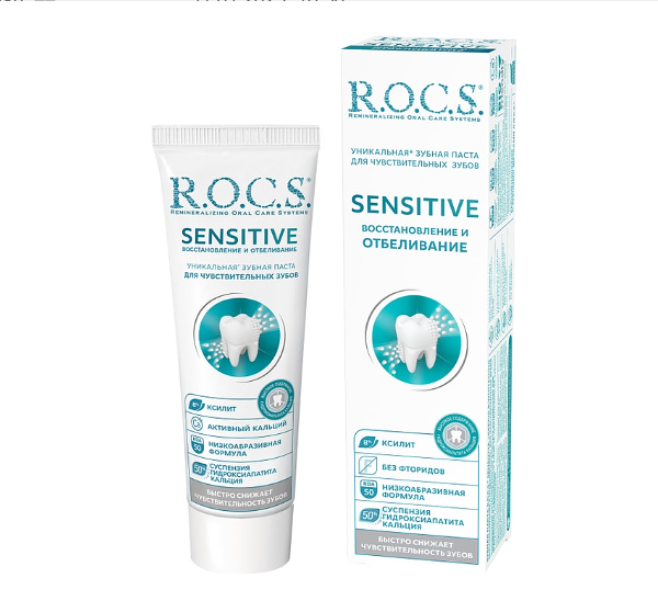Зубная паста R.O.C.S. Sensitive Восстановление и отбеливание 94 г