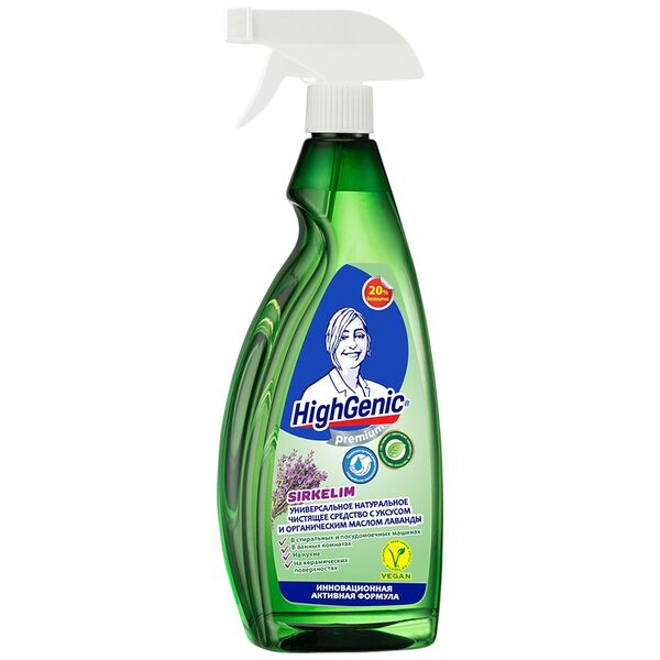 Чистящее средство унирсальн с уксусом и органич маслом лаванды HighGenic SIRKELIM 750мл