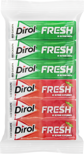 

Жевательная резинка Dirol Fresh мята 13.6 г x 3 шт., клубника 13.6 г x 3 шт.