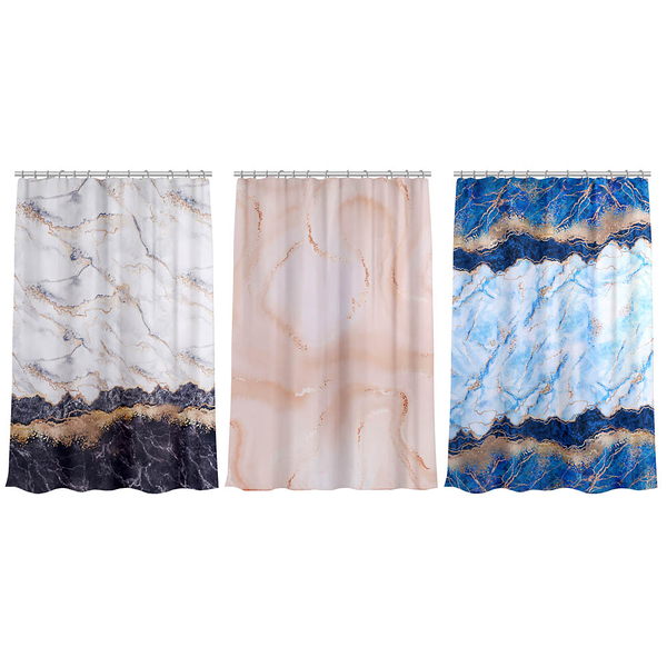 шторка для ванной BY Эквилиб 180x200 см 12 колец метал/бусины цвет в ассортименте