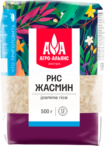 

Рис Агро Альянс Жасмин длиннозерный 500г
