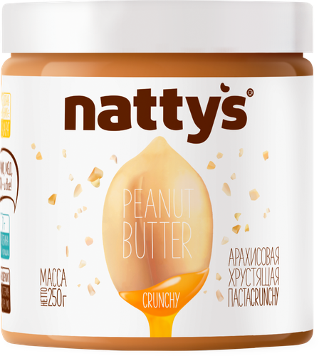 

Паста арахисовая Nattys Crunchy с кусочками арахиса и медом 250 г
