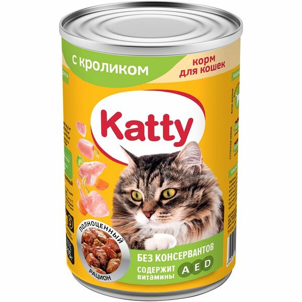 Корм влажный Katty с кроликом в соусе для кошек 415 г