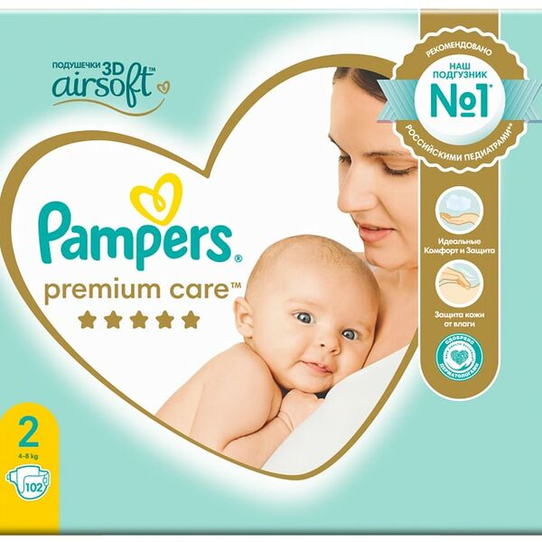 Подгузники Pampers Premium Care 2 Mini 4-8 кг 102 шт.