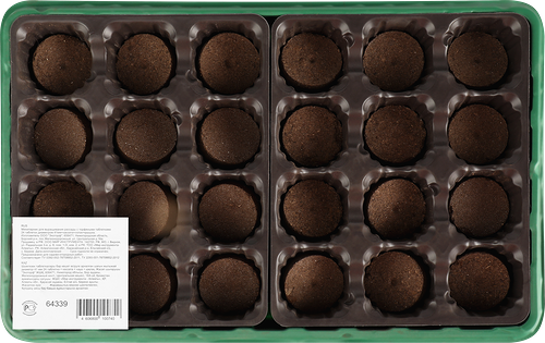 Мини-парник для выращивания рассады с торфяными таблетками 41 мм 24 шт., кассета, лоток и крышка, арт. 64339