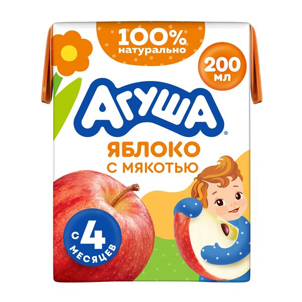 Сок детский Агуша Яблоко с мякотью с 4 месяцев 200 мл 