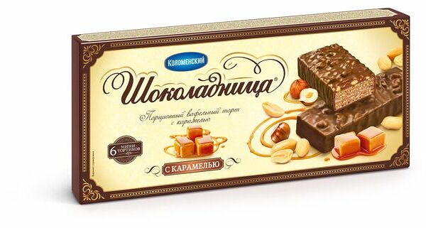 Торт вафельный  Шоколадница порционный с карамелью 180 г