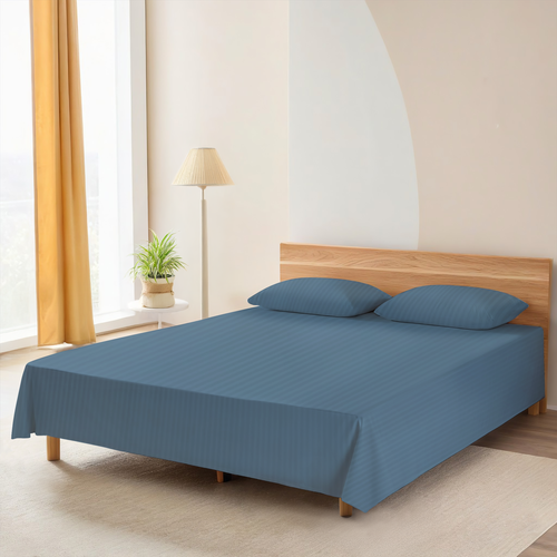 

Простыня HOMECLUB 200х220см, синяя, страйп-сатин