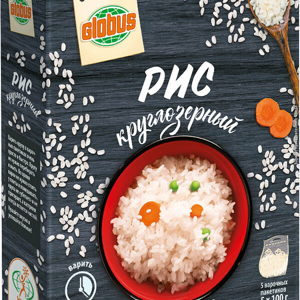 Рис круглозёрный Глобус, 5×100 г