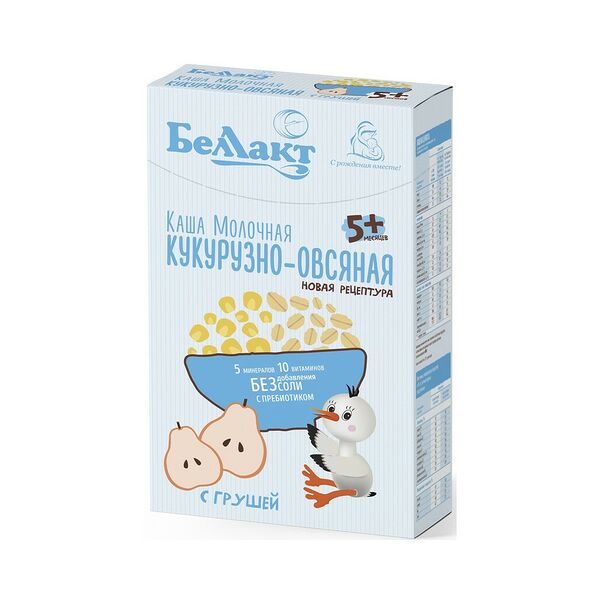 Каша зерно-молочная Беллакт Кукурузно-овсяная с грушей 250г ДП