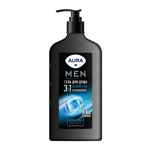 Гель для душа Aura Men 3 в 1 Ультра чистота 750 мл