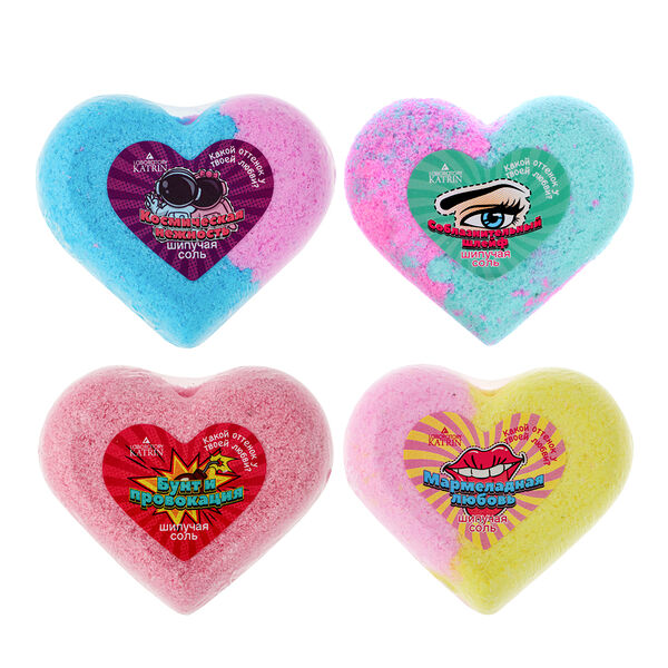 Соль для ванн шипучая, сердце, в ассортименте, 110 г