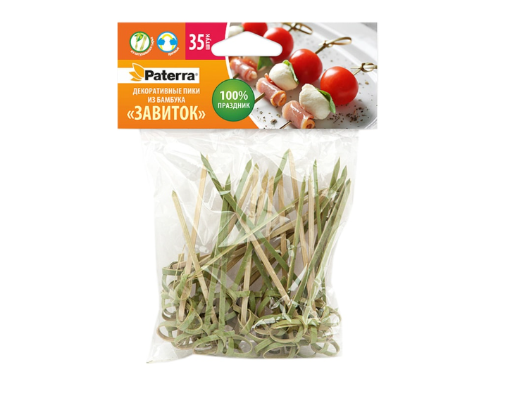 

Пики декоративные Paterra из бамбука Завитки, 35 шт