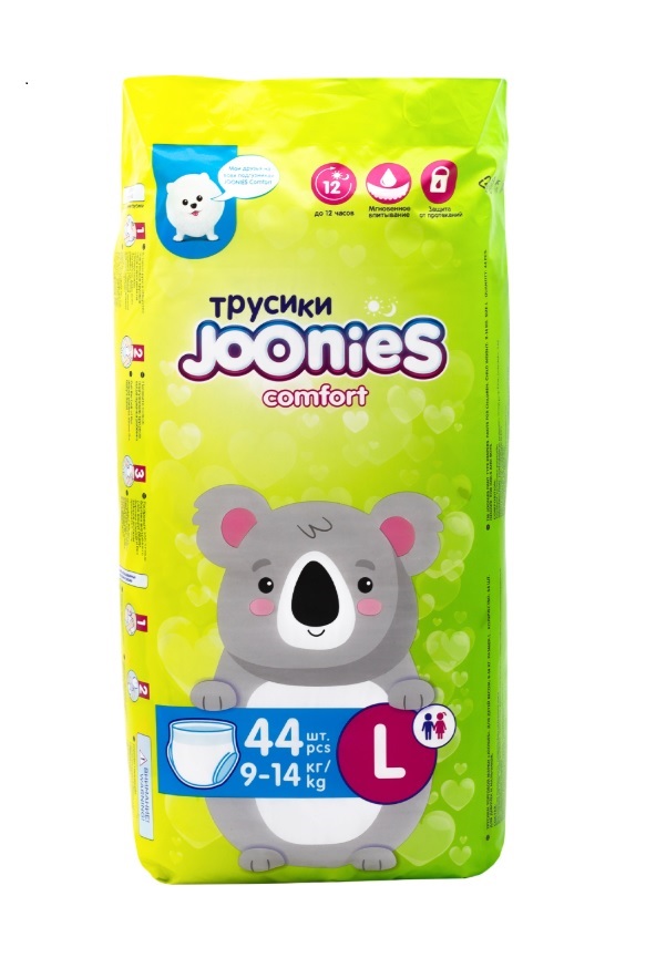 

Подгузники-трусики детские Joonies Comfort L (9–14 кг), 44 шт.