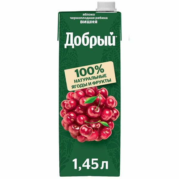 Нектар Добрый из яблок, черноплодной рябины и вишни 1.45 л