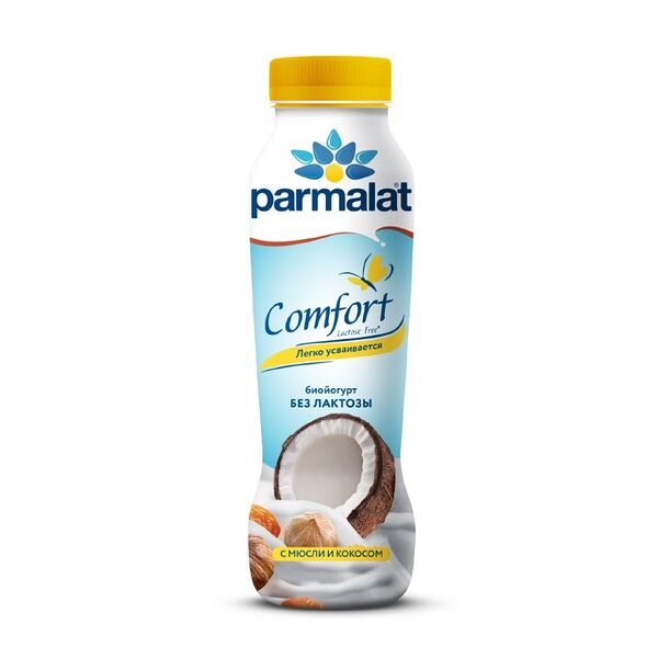 Биойогурт питьевой Parmalat Comfort мюсли-кокос безлактозный 1,5% БЗМЖ