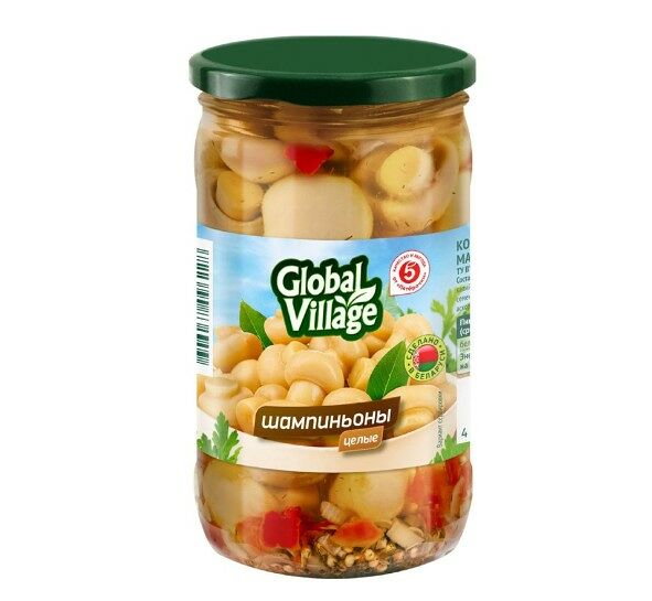 Грибы Global Village Шампиньоны маринованные 330 г