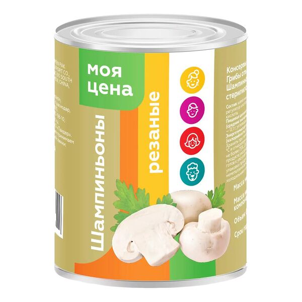 Шампиньоны Моя цена консервированные резаные 400 г