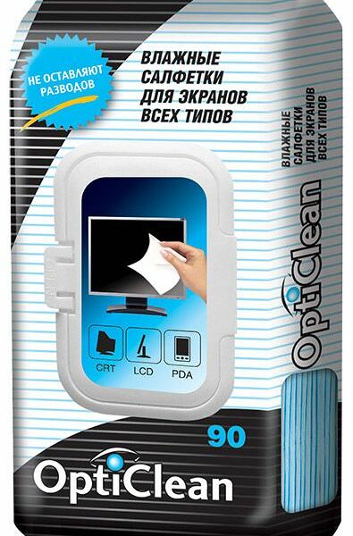 Влажные салфетки OptiClean Для Экранов Всех Типов 90 шт.