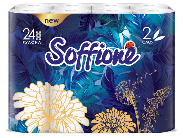 

Бумага туалетная SOFFIONE 2-слоя белая, 24 шт