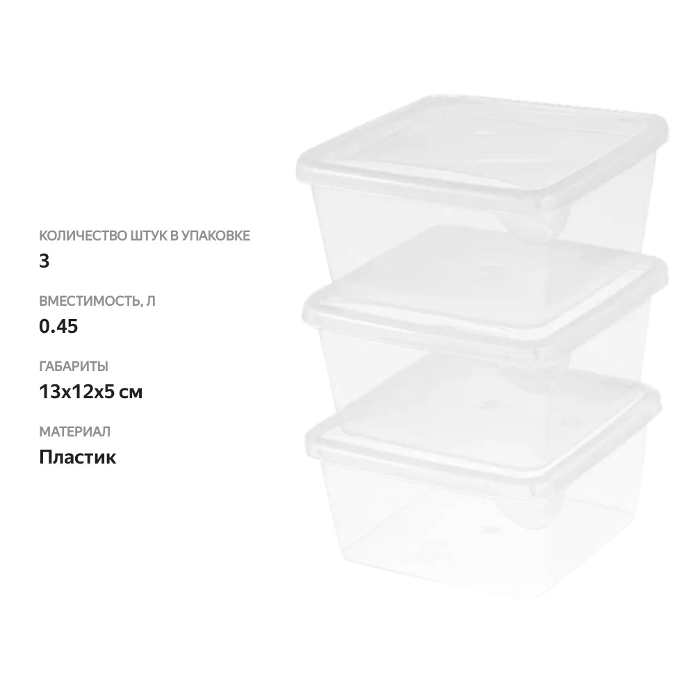 

Набор контейнеров для заморозки продуктов Plast Team Frozen 450 мл 3 шт