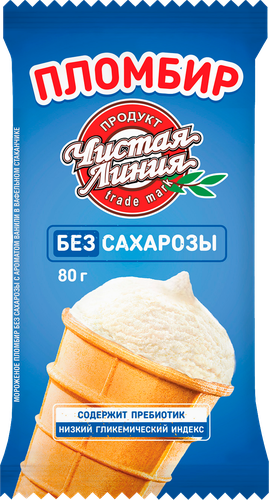 

Мороженое Чистая Линия пломбир без сахарозы с ароматом ванили в вафельном стаканчике 12% 80 г