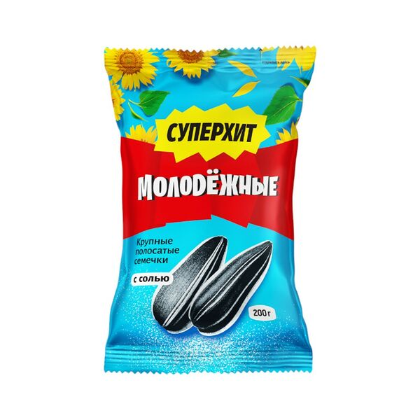 Семечки Молодежные Суперхит Полосатые обжарен с солью 200г